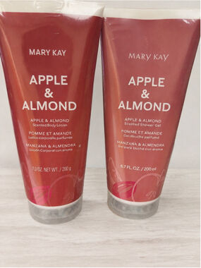 Mary Kay Apple & Almond Body Lotion and Shower Gel Set, One Size, Red/White